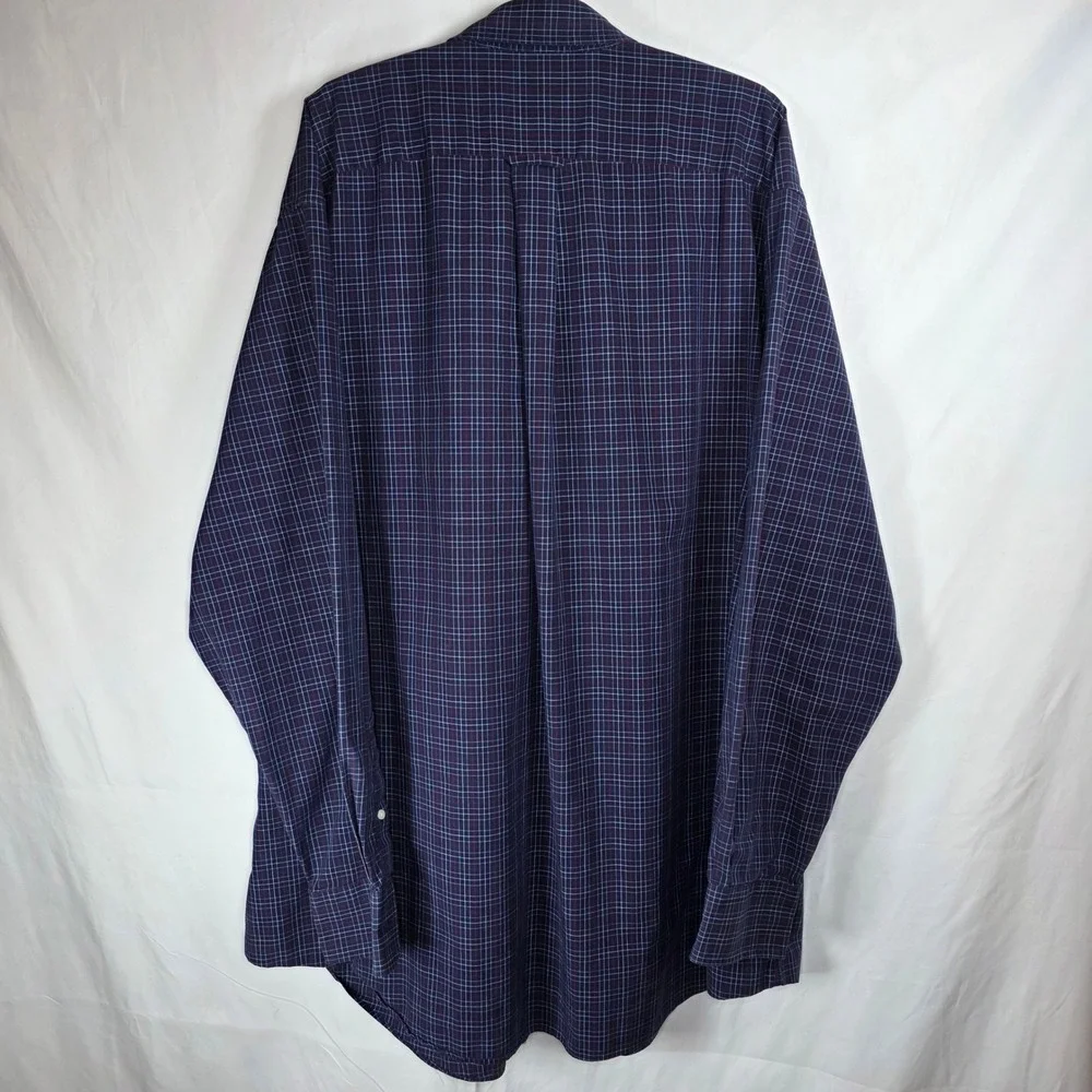Nautica Button Down Shirt Men's 3XLT Blue Plaid Wrinkle Resistant MR1351